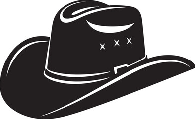 "Urban Outlaw: Cowboy Hat Icon in Bold Black Logo Vector Design" "Saddle Up Style: Cowboy Hat Vector Black Logo Icon for Refined Ranchers"
