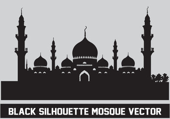 Mosque silhouette black color for islamic design Vector