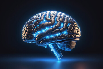 Scientifical illustration of human brain - 758310826