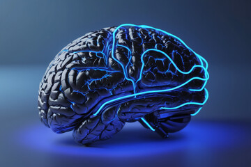 Scientifical illustration of human brain