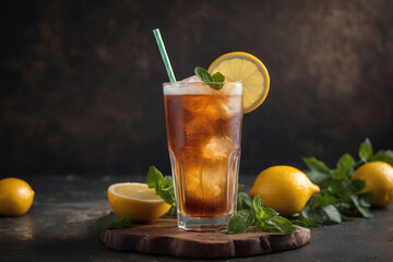 Fototapeta premium Refreshing citrus cocktail with fruits