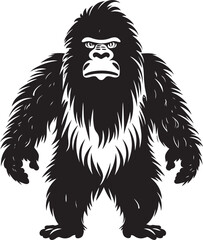 "Friendly Forest Guardian: Adorable Black Vector Icon" "Mythical Meadow Mate: Playful Bigfoot Emblem in Black"