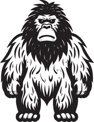 "Forest Folklore: Adorable Fullbody Black Logo Icon Design" "Gentle Giant Grin: Playful Bigfoot Vector Emblem"