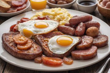 Typical full english breakfast food on plate - 758311671
