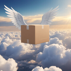 Delivery box with wings symbol of air transportation - 758312416