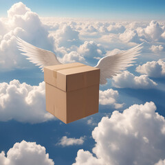Delivery box with wings symbol of air transportation - 758312419