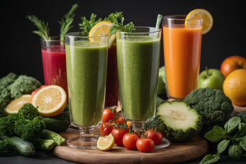 Heap of various fruit and vegetables drink - 758312466