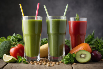 Heap of various fruit and vegetables drink - 758312476