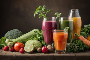 Heap of various fruit and vegetables drink - 758312477