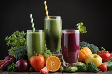 Heap of various fruit and vegetables drink - 758312485