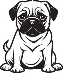 Pug Spirit: Spirited Black Logo Vector Pug Unity: Cohesive Iconic Vector Design