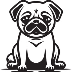 Pug Essence: Simple Iconic Vector Design Pug Fusion: Creative Black Logo Vector