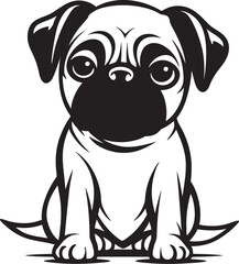 Pug Bliss: Peaceful Iconic Vector Design Pug Tranquility: Calm Black Logo Vector