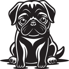 Pug Symphony: Harmonious Icon Vector Art Pug Melody: Rhythmic Black Logo Vector
