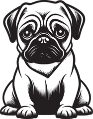 Pug Tradition: Classic Black Logo Vector Pug Heritage: Iconic Iconic Vector Design