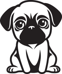 Pug Legacy: Iconic Icon Vector Art Pug Tradition: Classic Black Logo Vector