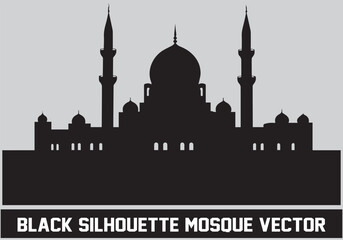 Mosque silhouette black color for islamic design Vector