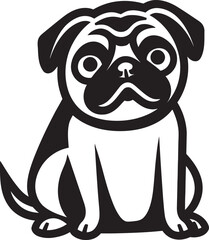 Cute Pug Emblem: Trendy Vector Icon Design Joyful Pug Logo: Playful Black Vector Illustration