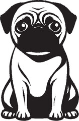 Dynamic Pug Badge: Vibrant Iconic Vector Design Pug Love: Endearing Black Logo Vector Artwork