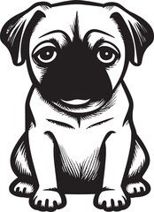 Pug Passion: Playful Black Logo Vector Design Whimsical Pug Illustration: Dynamic Iconic Vector Artwork