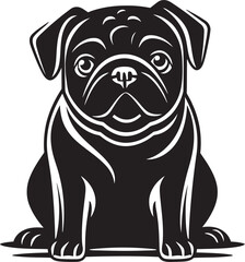Sweet Pug Symbol: Vibrant Vector Icon Design Chic Pug Emblem: Charming Black Logo Vector