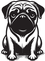 Adorable Pug Symbol: Trendy Vector Icon Design Playful Pug Badge: Dynamic Black Logo Vector Art