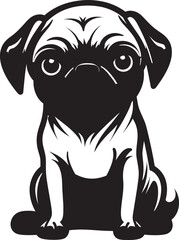 Playful Pug Badge: Dynamic Black Logo Vector Art Charming Pug Logo: Sleek Iconic Vector Design