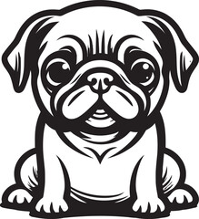 Adorable Pug Logo: Sleek Black Vector Design Elegant Pug Symbol: Stylish Icon Vector Art
