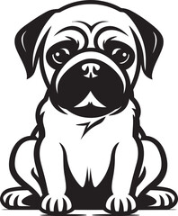 Cute Pug Outline: Minimalist Icon Vector Design Whimsical Pug Graphic: Vector Logo with Character