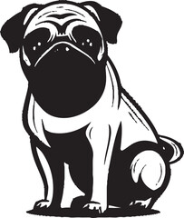 Whimsical Pug Graphic: Vector Logo with Character Delightful Pug Badge: Trendy Black Vector Icon