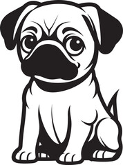 Lovable Pug Illustration: Vector Logo Design Concept Sweet Pug Symbol: Vector Icon for Dog Lovers