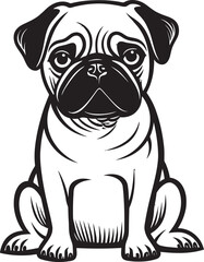 Endearing Pug Icon: Sleek Black Logo Vector Art Playful Pug Silhouette: Iconic Vector Illustration