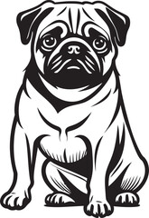 Sweet Pug Symbol: Vector Icon for Dog Lovers Endearing Pug Icon: Sleek Black Logo Vector Art