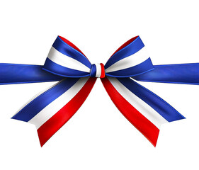 Kokarda w barwach flagi Francji na przezroczystym tle. Niebieski, biały czerwony. prezent, dekoracja.	