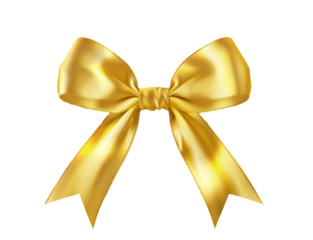 Złota kokarda na przezroczystym tle. Walentynki, urodziny, prezent, dekoracja.	