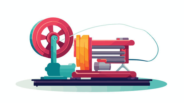 Flat icon A 3D printer with a spool of filament and