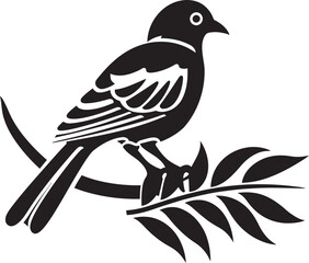 Fototapeta premium Enchanted Avian Beauty: Tropical Bird Black Logo Vector Vibrant Jungle Serenity: Perched Bird Vector Logo Icon Design