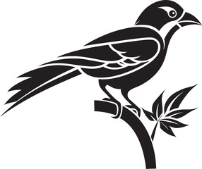 Radiant Plumage Serenity: Tropical Bird Black Logo Vector Serene Jungle Elegance: Perched Bird Vector Logo Icon Design