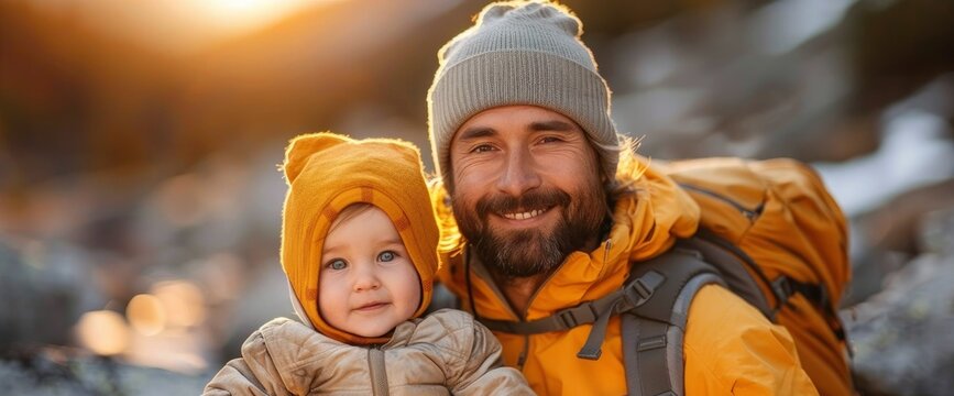 Dad And Baby Boy During The Hike Adventure, Background Images , Hd Wallpapers