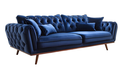 Modern velvet sofa furniture living room cutout transparent backgrounds 3d rendering png
