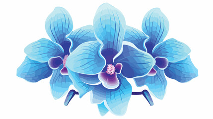 Flat icon A bright blue orchid with exotic petals a