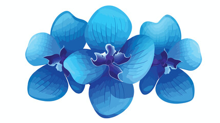 Flat icon A bright blue orchid with exotic petals a