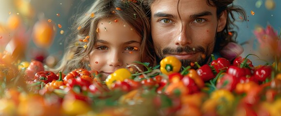 Father And Daughter Looking Through Pepper, Background Images , Hd Wallpapers