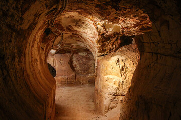 Tunnel of Tom's Working Opal Mine in Coober Pedy, South Australia