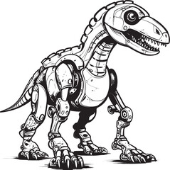 Techno-Tyranno Symbol: Black Logo Icon Design Featuring Futuristic Dinosaur Robotics in Vector Robo-Dino Symbol: Vector Black Logo Icon Design for Robotic Dinosaur Evolution