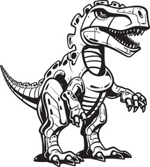 Fototapeta na wymiar Cyber-Rex Symbol: Black Logo Icon Design Illustrating Robotic Dinosaur Evolution in Vector Mech-Saur Badge: Vector Black Logo Icon Design Depicting Robotic Dinosaur Innovation