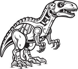 Robo-Rex: Vector Black Logo Icon Design Depicting Futuristic Dinosaur Robotics Cybernetic Dino Emblem: Black Logo Icon Design Featuring Robotic Reptile in Vector