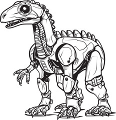 Mech-Saurus Symbol: Vector Black Logo Icon Design Representing Robotic Dinosaur Evolution Futuristic Rex Badge: Black Logo Icon Design for Dinosaur Robotics in Vector Graphics