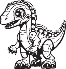 Dino-Bot Badge: Black Logo Icon Design Depicting Robotic Dinosaur in Vector Graphics Futuristic Rex Insignia: Vector Black Logo Icon Design for Innovation Ventures