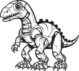 Fototapeta premium Mech-Saurus Crest: Vector Black Logo Icon Design for Robotics Enterprises Robo-Dino Power Symbol: Black Logo Icon Design for Technology Brands